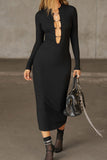 Keyhole Long Sleeve Midi Dress