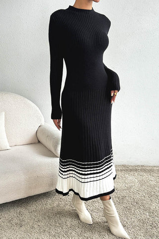 Ribbed Knit Casual Midi Dress