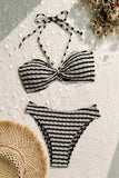 Striped Halter Bikini Set