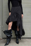 Asymmetrical Skirt with Ruffled Hem