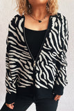 Zebra Pattern Zip Cardigan