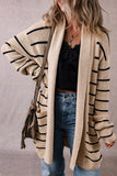 Striped Long Open Cardigan