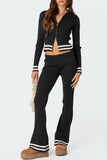 Ribbed Zip-Front Pants Set