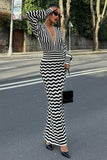 Chevron Striped Casual Dress