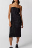 Ribbed Strapless Midi Dress
