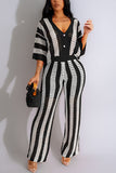 Striped Button-Front Pants Set