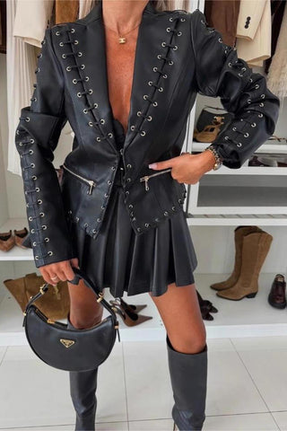 Eyelet-Embellished Statement Blazer