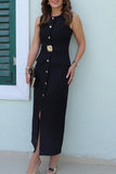 Sleeveless Button-Front Casual Dress