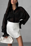 Elegant Sheer Button-Up Blouse
