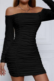 Off-Shoulder Ruched Casual Dress