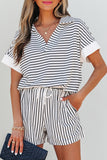 Striped Short Sleeve Lounge Set