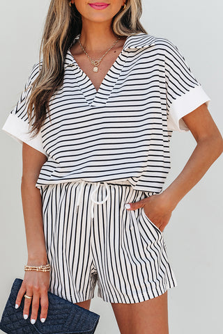 Striped Short Sleeve Lounge Set