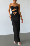 Strapless Cut-Out Midi Dress