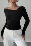 Off-Shoulder Wrap Long Sleeve Top