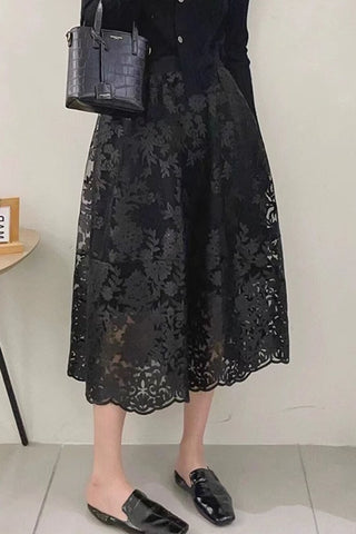 Floral-Patterned Midi Skirt