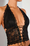 Lace-Up Halter Tank Top