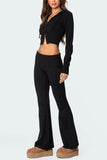 Knitted Two-Piece Flared Pant Set