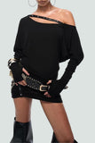 Asymmetric Shoulder Casual Dress