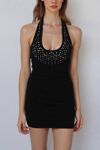 Studded Halter Night Out Dress