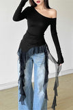 Asymmetrical Hem One-Shoulder Blouse