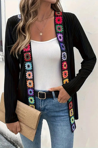 Vibrant Crochet Trim Cardigan