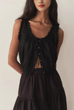 Eyelet Tie-Front Sleeveless Blouse