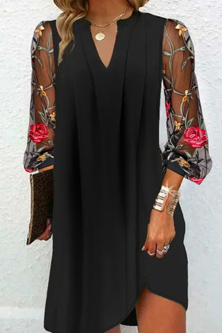 Floral Sheer Sleeve Dress