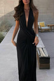 Elegant Draped Halter Dress