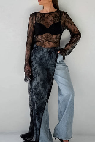 Sheer Panel Mesh Contrast Pants