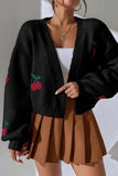 Cherry Motif Cropped Cardigan