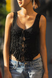Lace-Up Ruched Tank Top