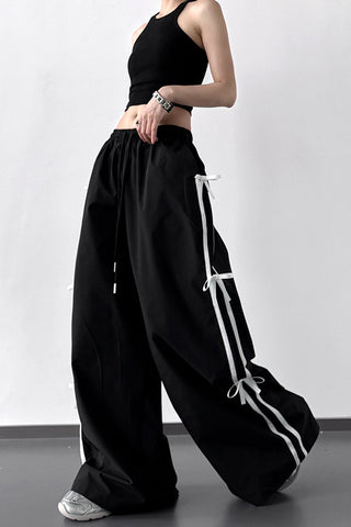 Wide-Leg Pants with Ribbon Detail