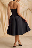Halter Fit-and-Flare Midi Dress