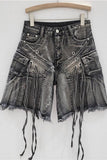 Unique Distressed Fringe Denim Shorts