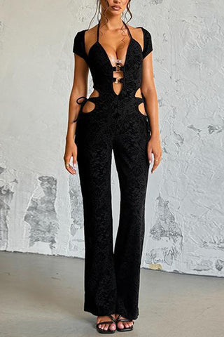 Lace-Up Cutout Jumpsuit