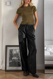Wide-Leg Drawstring Casual Pants