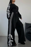 Trendy Ribbon-Accent Pants Set