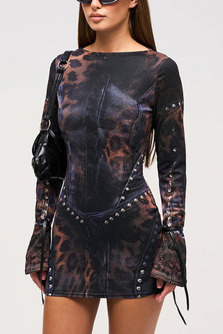 Studded Long Sleeve Mini Dress