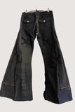Patchwork Flare Jeans with Lace-Up Detail