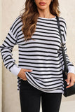 Striped Knit Split Hem Sweater