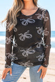 Mesh Long Sleeve Bow Top