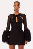 Twist-Front Long Sleeve Dress