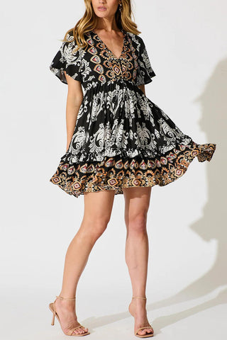 Floral V-Neck Casual Dress