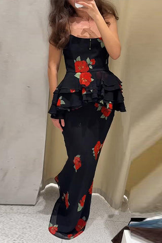 Floral Tiered Skirt Set