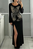 Elegant Patterned Long Casual Dress