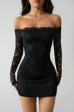 Off-Shoulder Lace Mini Dress