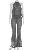 Halter-Style Polka Dot Pants Set