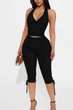 Halter Neck Ruched Pants Set