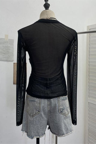 Distressed Denim Patchwork T-Shirt