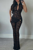 High-Neck Lace Jumpsuit